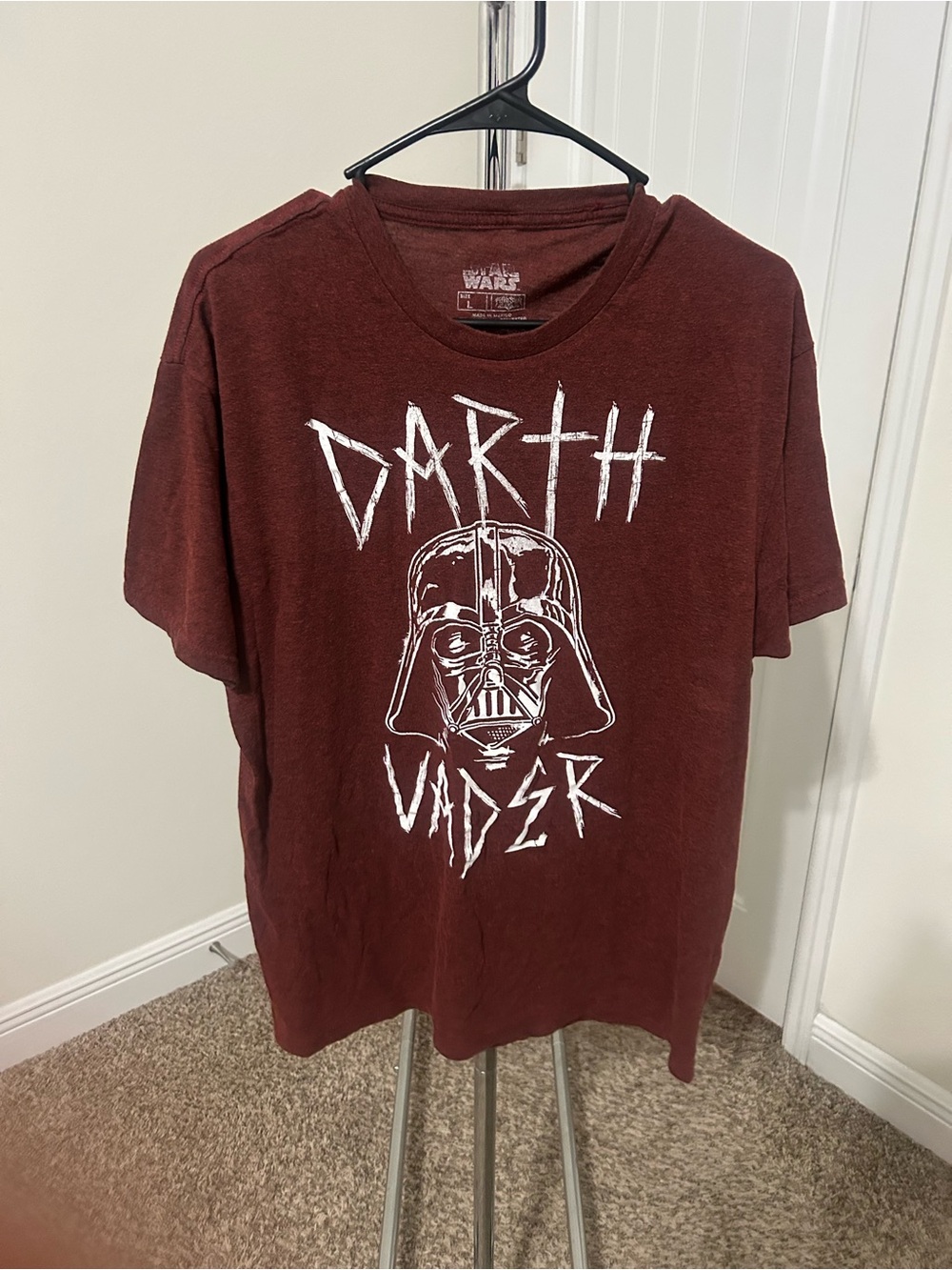 Star Wars Men's Short-Sleeve Darth Vader Tee - Burgundy and White